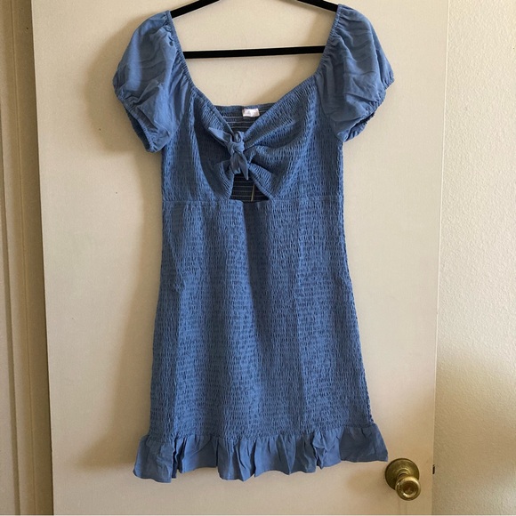 Blush Smocked Tie Knot Mini Dress | NWT - Picture 5 of 11